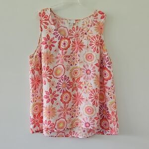J Jill Love Linen Floral Sleeveless Tank Top Floral Plus Summer Size‎ 2X